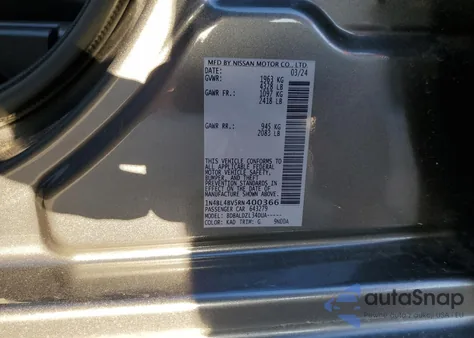 2024 Nissan Altima S from USA, damaged, VIN 1N4BL4BV5RN400366